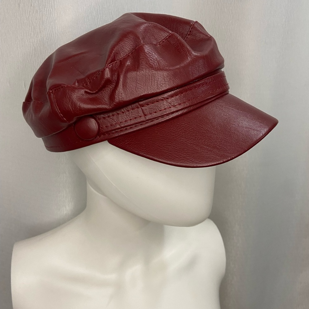 Stylish Red Leather Cap - Picture 4 of 7